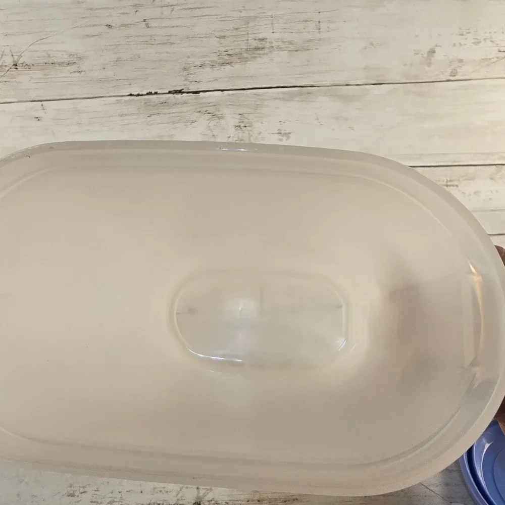 Tupperware Slim Pitcher Blue Lid 2L & Rectangular Container Green Lid 814-5 Set